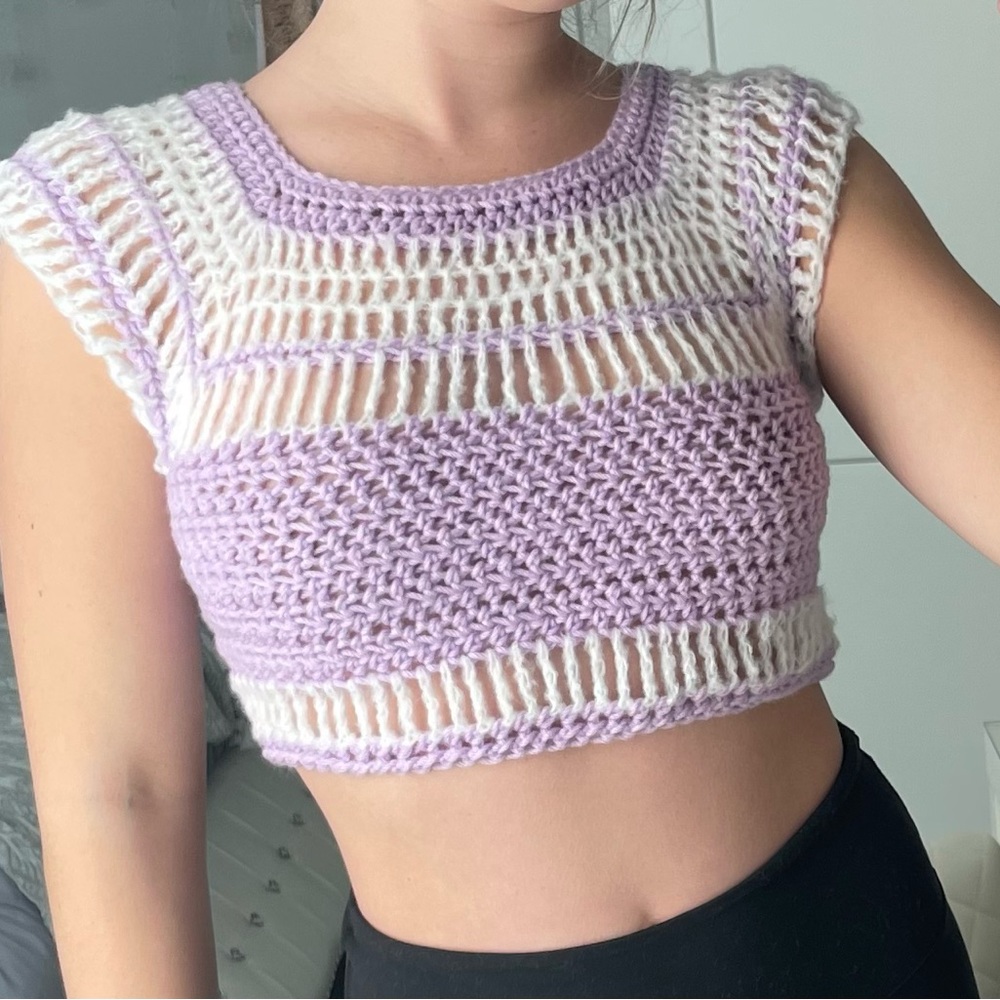 Crochet mesh crop top